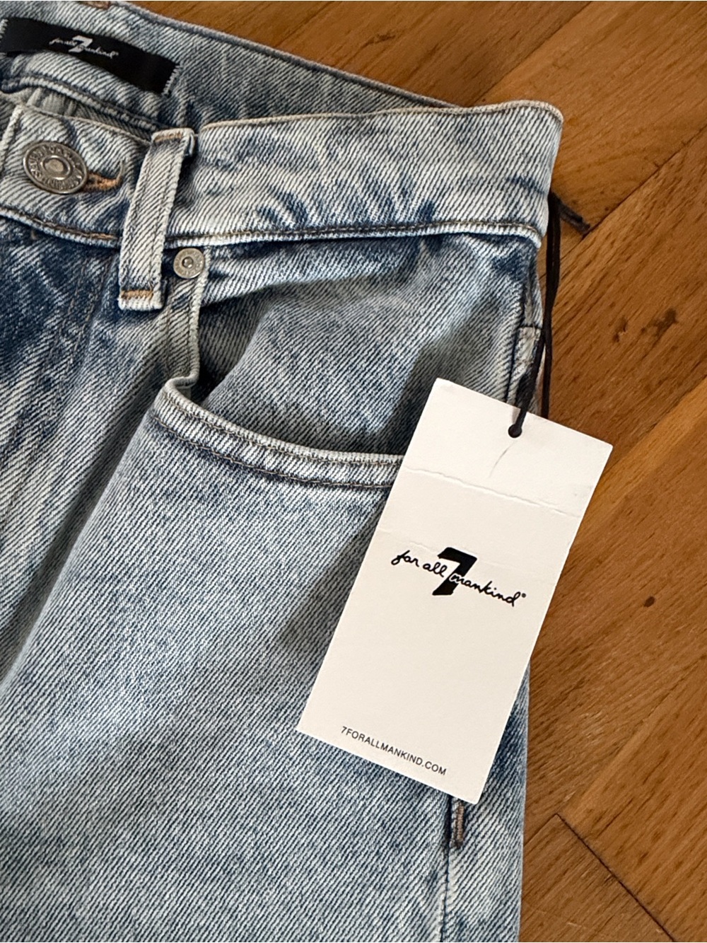 7 For All Mankind Light Blue Straight Leg Jeans - Picture 4 of 7
